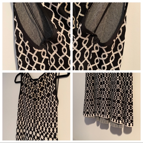 Alice + Olivia Black White Geometric Knit Dress M - Picture 7 of 7